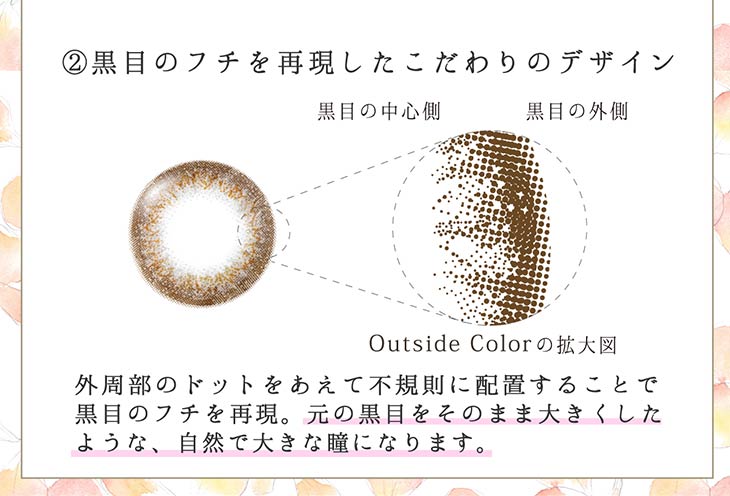 黒目のフチを再現したこだわりのデザイン