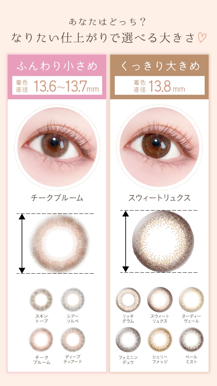 あなたはどっち?なりたい仕上がりで選べる大きさ