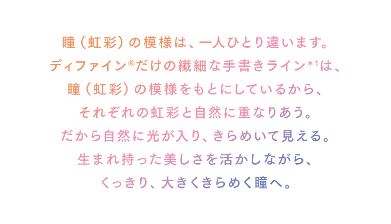 瞳(虹彩)の模様は、一人ひとり違います。
