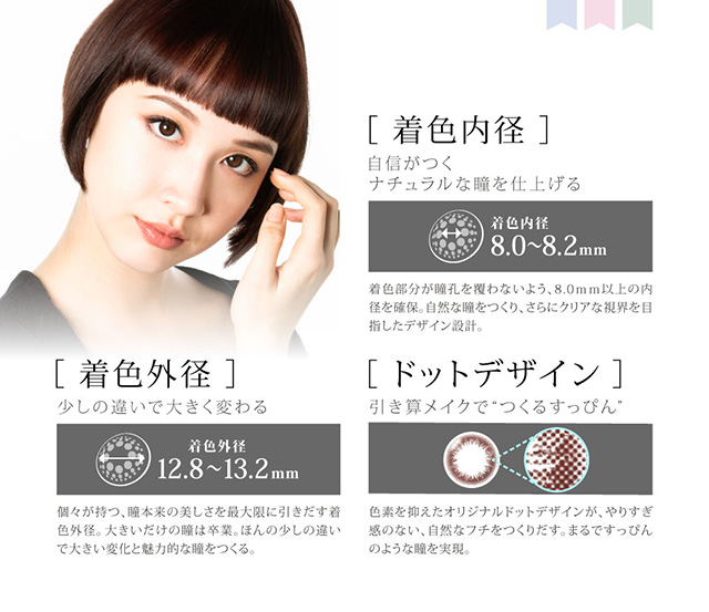 12.8~13.2㎜のこだわりぬいた着色直径で、印象を大きく変えていく。